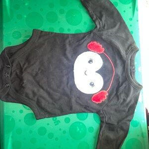 Black Long Sleeve Baby Onesie with Panda Design